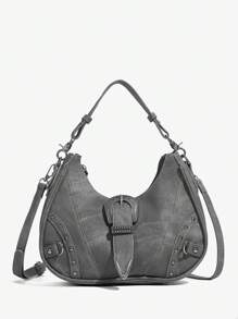 SHEIN ICON Quý cô, Túi xách tay nữ, Túi đeo chéo, Thời trang, Cá nhân hóa, Đơn giản, Đa năng, Đường phố, Những cô gái ngọt ngào và sành điệu, Những cô gái nóng bỏng, Y2k, Cổ điển, Đinh tán, Cổ điển, Thanh thiếu niên, Túi Y2k, Phong cách thời trang thập niên 2000, Túi Gothic Punk dành cho phụ nữ - Xám - Xem 1