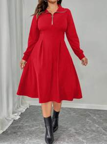 Calvaya Robe longue ample à manches longues pour femmes grandes tailles, en couleur unie. Décontractée et adaptée au bureau, avec doublure. Vêtements d'hiver pour le Nouvel An, tenue maxi pour femmes