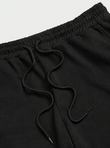 RueChic Conjunto de sudadera con capucha regular con estampado de letras para hombre