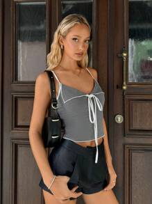 SHEIN EZwear Women's Plain Gray Sleeveless Tank Top, Casual And Fashionable For Everyday Wear - Grey - View 1