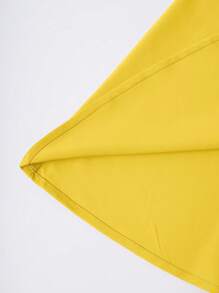 Olithes Women's Summer Casual Solid Color Belted Waist Yellow Skirt - Yellow - View 4