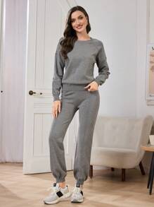 Mulvari Set de 2 piezas con parte superior informal + pantalones para mujer