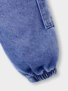 Quần Cargo ống rộng đa năng, thoải mái, dễ phối đồ cho bé trai, quần jeans giặt đơn giản, thoải mái, phong cách đường phố, thích hợp cho các buổi đi chơi hàng ngày, hàng mới về năm 2024 - Rửa nhẹ - Xem 3