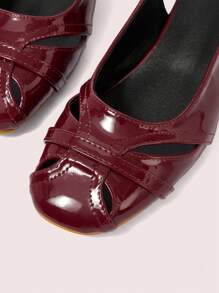 CUCCOO DOLLMOD Women's Fashionable Versatile Solid Color Hollow High Heel Pumps New Year Holiday - Burgundy - View 7