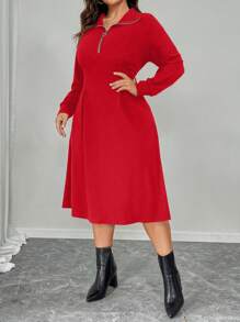 Calvaya Robe longue ample à manches longues pour femmes grandes tailles, en couleur unie. Décontractée et adaptée au bureau, avec doublure. Vêtements d'hiver pour le Nouvel An, tenue maxi pour femmes