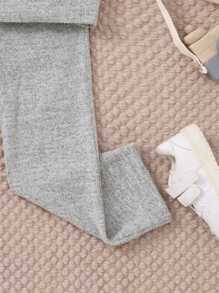 PrepCrw Conjunto informal de sudadera con capucha de punto holgado en color caqui para niñas, para otoño/invierno
