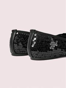 CUCCOO DOLLMOD Asymmetric Toe Flat Black Mesh Bead Embellished Fashionable Party Minimalist Flat Shoes For Women, Autumn/Winter Valentine's Day