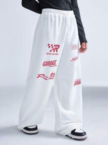 SHEIN Tween Girls Fall/Winter Back To School Sportswear Wide Leg Pants