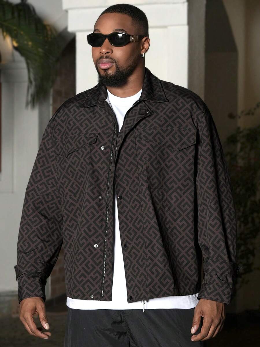 Manfinity VCAY Men's Fashionable Casual Knitted Loose Fit Full-Zip Cardigan Jacket For Young Everyday Wear, For Fall Winter - Multicolor - View 1