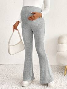 SHEIN Maternity Solid Color Casual Pants For Daily Wear