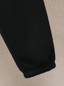 SHEIN Leap Crew Bộ 2 chiếc áo hoodie thể thao có viền gân tương phản màu sắc có dây rút cho bé trai tuổi mới lớn và quần chạy bộ dáng rộng, thích hợp mặc đi học, đi làm, giải trí, du lịch, thể thao, xuân/hè/thu/đông - Nhiều màu - Xem 7
