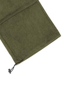 Manfinity Hypemode Men Flap Pocket Side Drawstring Waist Cargo Pants , Corduroy - Army Green - View 7