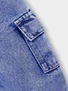 Quần Cargo ống rộng đa năng, thoải mái, dễ phối đồ cho bé trai, quần jeans giặt đơn giản, thoải mái, phong cách đường phố, thích hợp cho các buổi đi chơi hàng ngày, hàng mới về năm 2024 - Rửa nhẹ - Xem 4
