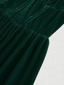 SHEIN MOD Women's Olive Green Velvet Dress, Halloween Costume, Christmas Outfit