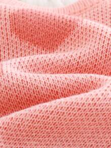 SHEIN 2 件套女婴套装，秋冬简约百搭时尚可爱针织粉红心形开衫和针织粉红心形裤子，适合户外、郊游、派对和婴儿洗礼活动 - 粉色 - 查看 7