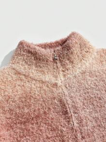 ROMWE MEN Street Life Men's Tie Dye Long Sleeve Zip-Front Casual Loose Cardigan, Autumn/Winter - Pink - View 4