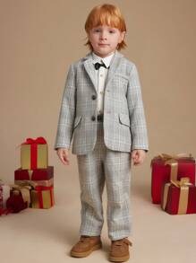 PrepCrw 男孩格子格子西装外套，校园时尚，秋冬