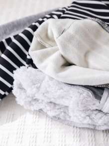 Cozy Pixies 2 件套：小男孩黑白条纹恐龙图案连帽衫长袖开衫夹克 - 彩色 - 查看 3