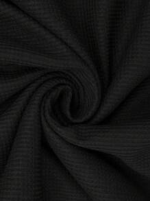 Plus Size Women's Solid Color Drop Shoulder Long Sleeve Polo Collar Pocket Loose Casual Blouse, Autumn - Black - View 6