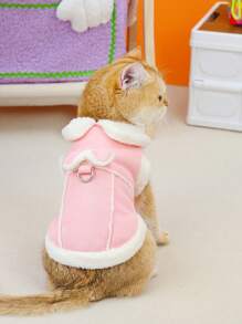 PETSIN Pink Lambs Wool Thickened Padded Windproof Pet Coat For Autumn/Winter - Pink - View 4