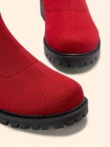 CUCCOO BASICS Damskie modne uniwersalne buty do jazdy konnej sięgające kolan, odpowiednie na Halloween, Boże Narodzenie i Nowy Rok, świąteczna atmosfera, jesień i zima - Czerwony - Zobacz 5