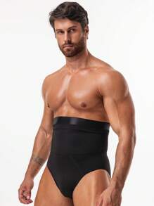 Herren einfarbiges Crew-Neck Tanktop und Shapewear Slip mit hoher Taille Set