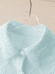Chiquease Blusa de trabajo elegante para mujer con parche de encaje y ribete de concha de unicolor minimalista sin mangas