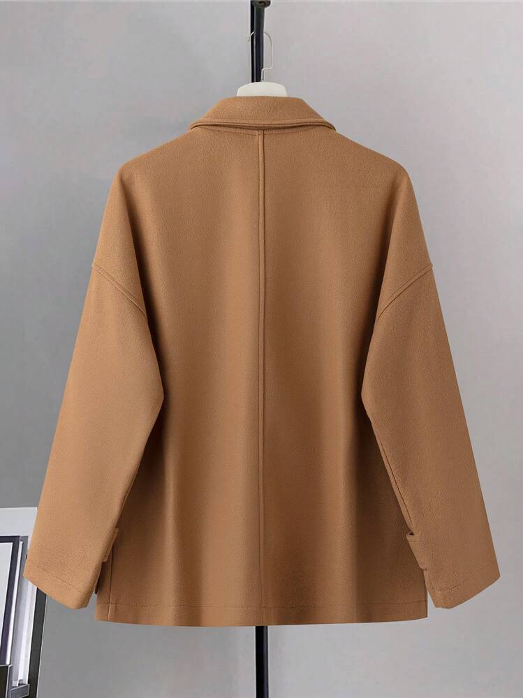 SHEIN LUNE Women's Casual Coat, Autumn/Winter Fall Cloth For Women - Khaki - View 2