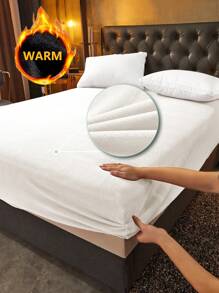 1pc Fitted Sheet, Bedding, Bed Cover, Fitted Sheet, Mattress Protector, Solid Color Fitted Sheet, Comfortable & Warm Mattress Pad, Minimalist Style Home Textile, Soft Anti-Pilling Bed Cover, Skin-Friendly Fitted Sheet, Without Pillow And Pillowcase, Home Decor, Suitable For All Bed Sizes - Twin, Full, Queen, King, All Seasons - White - View 1