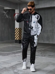 Manfinity LEGND Men's Animal Print Hoodies With Pockets And Sweatpants Set - Multicolor - View 4