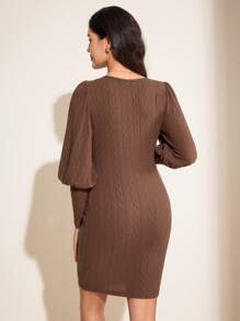 SHEIN Maternity Solid Color Tie Front Bodycon Dress, Autumn