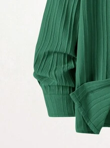 Áo sơ mi tay dài cổ đứng có túi xếp nếp họa tiết cho bé trai tuổi mới lớn, mùa thu - màu xanh lá - Xem 6