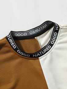 Manfinity Homme Moletom Casual Masculino com Estampa de Letra em Bloco de Cor, Outono