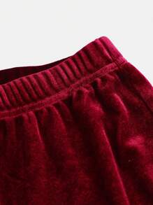 SHEIN 2pcs Tween Girl Casual Minimalist Comfy Raglan Sleeve Crew Neck Pullover Top And Mini Skirt Set - Black - View 8