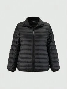 SHEIN EZwear 2pcs Set:  Windbreaker + Warm Down Jacket, Plus Size Down Jacket - Black - View 9