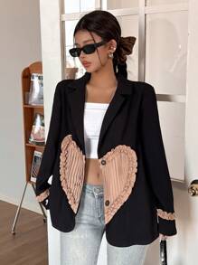 Calvaya Women's Elegant Ruffled Heart Shaped Blazer