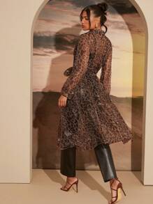 SHEIN Unity 欧根纱动物印花风衣秋冬外套