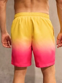 Surfspeed Men's Tie Front Ombre Print Casual Beach Pants, Everyday Wear