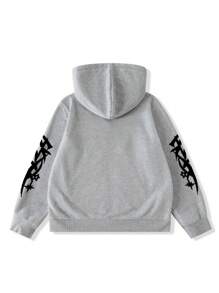 Manfinity EMRG sweat-shirt à capuche simple et décontracté pour homme avec fermeture éclair avant, manches longues et poche avec imprimé lettrage