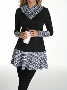 EMERY ROSE Camiseta de mujer con estampado gráfico y patchwork, camisetas gráficas casuales y minimalistas para uso diario