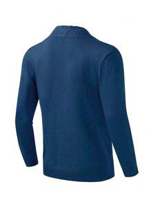 Manfinity Homme 男式休闲纯色前开针织开衫