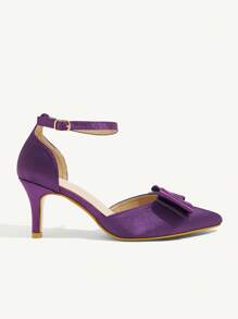 CUCCOO CHICEST 尖头细高跟优雅百搭女士高跟鞋，适合圣诞节和新年假期氛围秋冬季 - 紫色 - 查看 2