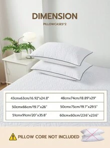 2 件 100% 防水枕套防尘防油绗缝拉链套枕套不起球，柔软透气枕头保护套，枕套，无异味，无噪音，白色 - 白色 - 查看 3