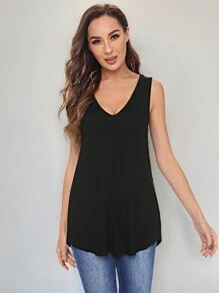SHEIN LUNE V領背心 - 黑色 - 查看 3