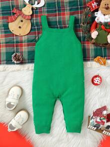 Ropa de Navidad linda para bebé niño: Peto con suéter, Peto con jacquard de reno adorable y elegante, Atuendo para uso diario y festivo - Verde - Ver 2