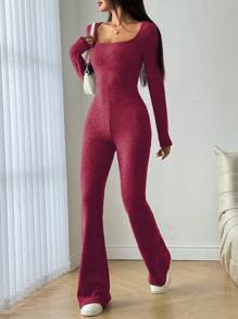 Flirla Bộ đồ liền thân đơn giản và thời trang dành cho nữ mặc hàng ngày - Màu Đỏ Sâu - Xem 6