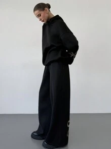 Aloruh Women's Autumn/Winter Bow Print Loose Wide-Leg Casual Pants