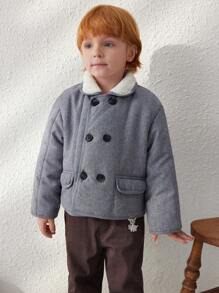 Blossori 男童秋冬学院风蓬蓬领针织棉宽松双排扣棉夹克，返校