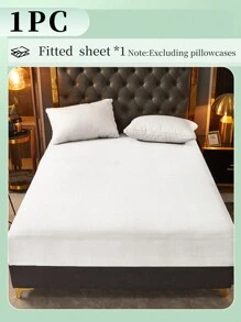 1pc Fitted Sheet, Bedding, Bed Cover, Fitted Sheet, Mattress Protector, Solid Color Fitted Sheet, Comfortable & Warm Mattress Pad, Minimalist Style Home Textile, Soft Anti-Pilling Bed Cover, Skin-Friendly Fitted Sheet, Without Pillow And Pillowcase, Home Decor, Suitable For All Bed Sizes - Twin, Full, Queen, King, All Seasons - White - View 2