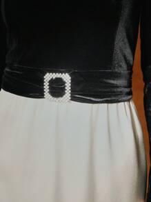 MOTF PREMIUM VESTIDO CEÑIDO DE TERCIOPELO A CONTRASTE - Multicolor - Ver 3